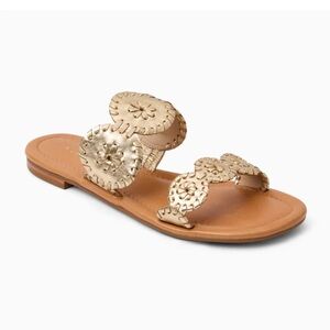 Jack Rogers Platinum Lauren II Leather Flat Sandal